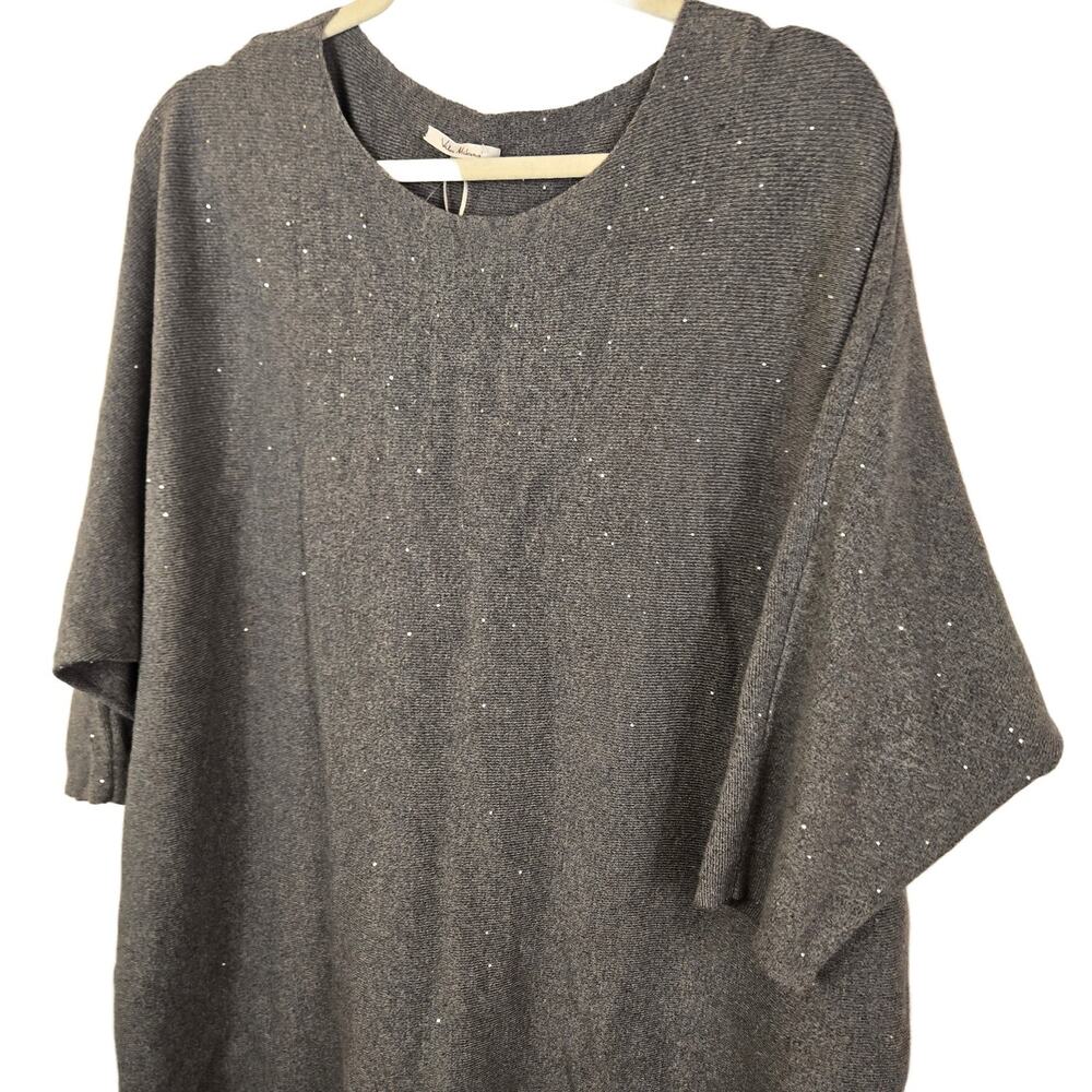 Vila Milano Sparkle Knit Top Women's Plus 2X Soft Charcoal Sweater HOLIDAY PARTY